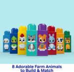 MEGA BLOKS First Builders Toddler Block Toys Set, Build & Match Animal Tractor with 30 Pieces, Learn Animals and Colors, Red and Blue, Ages 1+ Years - Image 3