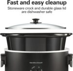 Hamilton Beach 6 Quart Slow Cooker With Space-Saving Folding Handles | 3 Heat Settings | Dishwasher Safe Stoneware Crock & Glass Lid | Black | 33664 - Image 5