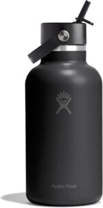 Hydro Flask Water Bottle - Insulated Stainless Steel - Wide Straw Lid, Non Spill, Leakproof in 64 Oz Tonal Black