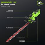 Greenworks 40V 24" Cordless Hedge Trimmer (1" Cutting Capacity), 2.0Ah USB Battery and Charger Included - Image 3