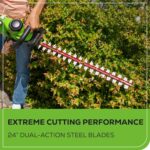 Greenworks 40V 24" Cordless Hedge Trimmer (1" Cutting Capacity), 2.0Ah USB Battery and Charger Included - Image 5