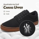 BENPAO Mens White Casual Shoes All Black Fashion Sneakers for Men Low Top Lace Up Canvas Shoes - Image 3