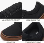 BENPAO Mens White Casual Shoes All Black Fashion Sneakers for Men Low Top Lace Up Canvas Shoes - Image 4