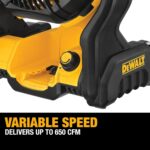 DEWALT 20V MAX Portable Fan, Battery Powered Rechargeable Cordless Shop Fan, Up to 4.5 Hrs Runtime, Variable Speed, 650 CFM, Tool Only (DCE512B) - Image 5
