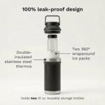 Baby Brezza All Day Portable Breastmilk Cooler, Large 20z Capacity, Insulated Travel Bottle Includes 2 Ice Packs + 2 Bottles, Black - Image 3