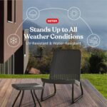 Keter Rio 3 Piece Resin Wicker Patio Furniture Set with Side Table and Outdoor Chairs for Front Porch and Backyard Decor, Dark Grey - Image 4