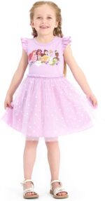 Disney Princess Frozen Elsa Minnie Stitch Toddler Girl Tulle Tutu Dress Ruffle Sleeve Mesh Summer Birthday Party Clothes 2-9Y - Image 4