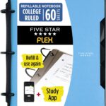 Five Star Flex Refillable Notebook + Study App, College Ruled Paper and 1 Inch TechLock Ring Binder with Pockets, Tabs and Dividers, 200 Sheet Capacity, Pacific Blue (293280AD2)