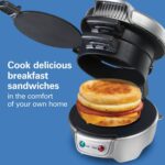 Hamilton Beach Breakfast Sandwich Maker with Egg Cooker Ring | Perfect for English Muffins, Croissants, Mini Waffles | Customizable & Fast | PFAS-Free | Silver | 25475MN - Image 3
