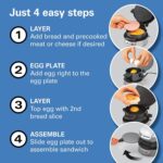 Hamilton Beach Breakfast Sandwich Maker with Egg Cooker Ring | Perfect for English Muffins, Croissants, Mini Waffles | Customizable & Fast | PFAS-Free | Silver | 25475MN - Image 5