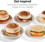 Hamilton Beach Breakfast Sandwich Maker with Egg Cooker Ring | Perfect for English Muffins, Croissants, Mini Waffles | Customizable & Fast | PFAS-Free | Silver | 25475MN - Image 6
