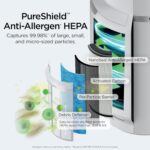 Shark Air Purifier for Home with NeverChange(5-Year) HEPA Air Filter, 1400 sq. ft. for Powerful Multi-Room Purification, Filters Smoke, Captures 99.98% of Particles & Dust, HP302, White - Image 3