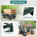 FDW Garden Cart Streel Heavy Duty 500 LBS Capacity，Utility Cart Wagon with Removable Sides and 180°Rotating Handle for Yard, Lawn and Garden Hauler (Green) - Image 4
