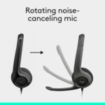 Logitech H390 Wired Headset for PC/Laptop, Stereo Headphones with Noise Cancelling Microphone, USB-A, in-Line Controls, Works with Chromebook - Black - Image 3
