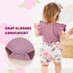 Baby Girl Clothes Infant Summer Outfits Set Ruffle Sleeve Romper and Floral Shorts with Headband - Image 3