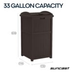 Suncast 33 Gallon Durable Resin Hideaway Outdoor Garbage Can with Secure Lid and Wicker Design for Home Backyards, Decks, or Patios, Java Brown - Image 4