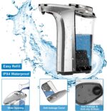 PZOTRUF Automatic Soap Dispenser, Touchless Dish Soap Dispenser 17oz/500ml with Infrared Sensor, 5 Adjustable Soap Dispensing Levels, Liquid Hand Dispenser for Bathroom Kitchen Sink (Silver) - Image 5