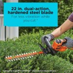 BLACK+DECKER 22" Electric Hedge Trimmer, Lightweight 4.0 Amp Corded Dual Action Shrub Trimmer, Full Wraparound Handle, High Output Low Vibration (BEHT350FF) - Image 3