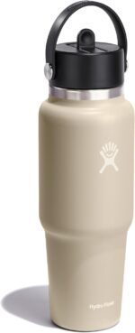 Hydro Flask Travel Water Bottle - Insulated Stainless Steel - Wide Straw Lid, Non Spill, Leakproof in 32 Oz Oat Tan - Image 3