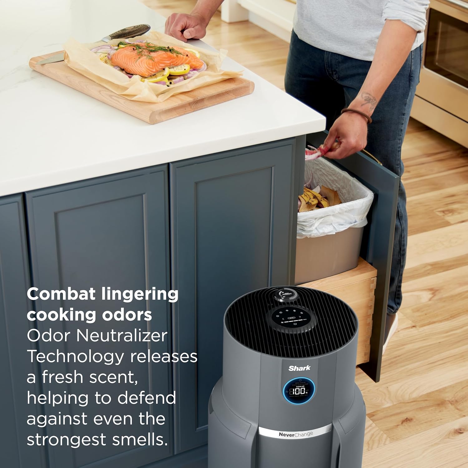 Shark Air Purifier for Home, NeverChange Max, 1,300 sq. ft. for Large Room, Kitchen, Home Office, HEPA-Exceeding Filter, Captures Pollutants, Pet Dander, Dust, Odor, Smoke, and More, HP301, Grey - Image 4
