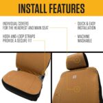Carhartt Universal Nylon Duck Canvas Fitted Bucket Seat Cover, Durable Seat Protection with Rain Defender, Single, Gravel - Image 3