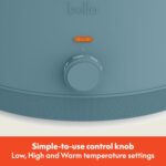 bella 6.0 Qt Manual Slow Cooker, Ceramic Nonstick Coating, 3 Temperature Settings, Dishwasher Safe Stoneware Pot and Tempered Glass Lid, Cool Touch Handles & Tangle Free Cord Wrap, Surf - Image 3