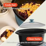 bella 6.0 Qt Manual Slow Cooker, Ceramic Nonstick Coating, 3 Temperature Settings, Dishwasher Safe Stoneware Pot and Tempered Glass Lid, Cool Touch Handles & Tangle Free Cord Wrap, Surf - Image 4