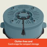 bella 6.0 Qt Manual Slow Cooker, Ceramic Nonstick Coating, 3 Temperature Settings, Dishwasher Safe Stoneware Pot and Tempered Glass Lid, Cool Touch Handles & Tangle Free Cord Wrap, Surf - Image 6