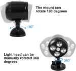 Outdoor Motion Sensor Light Battery Operated, IP65 Waterproof Ultra Bright Motion Sensor Outdoor Lights Head Adjustable with 8W 600 Lumen 6000K 4LEDs for Garage Yard Porch and Patio (1 Pack) - Image 3