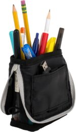 Five Star Pencil Pouch, Pen Case, Stand 'N Store Zipper Pouch, Fits 3-Ring Binder, Storage Organizer for Supplies Earbuds Chargers Cables Makeup, Black/Grey (505160A-ECM) - Image 3