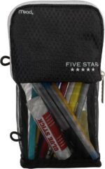 Five Star Pencil Pouch, Pen Case, Stand 'N Store Zipper Pouch, Fits 3-Ring Binder, Storage Organizer for Supplies Earbuds Chargers Cables Makeup, Black/Grey (505160A-ECM) - Image 5
