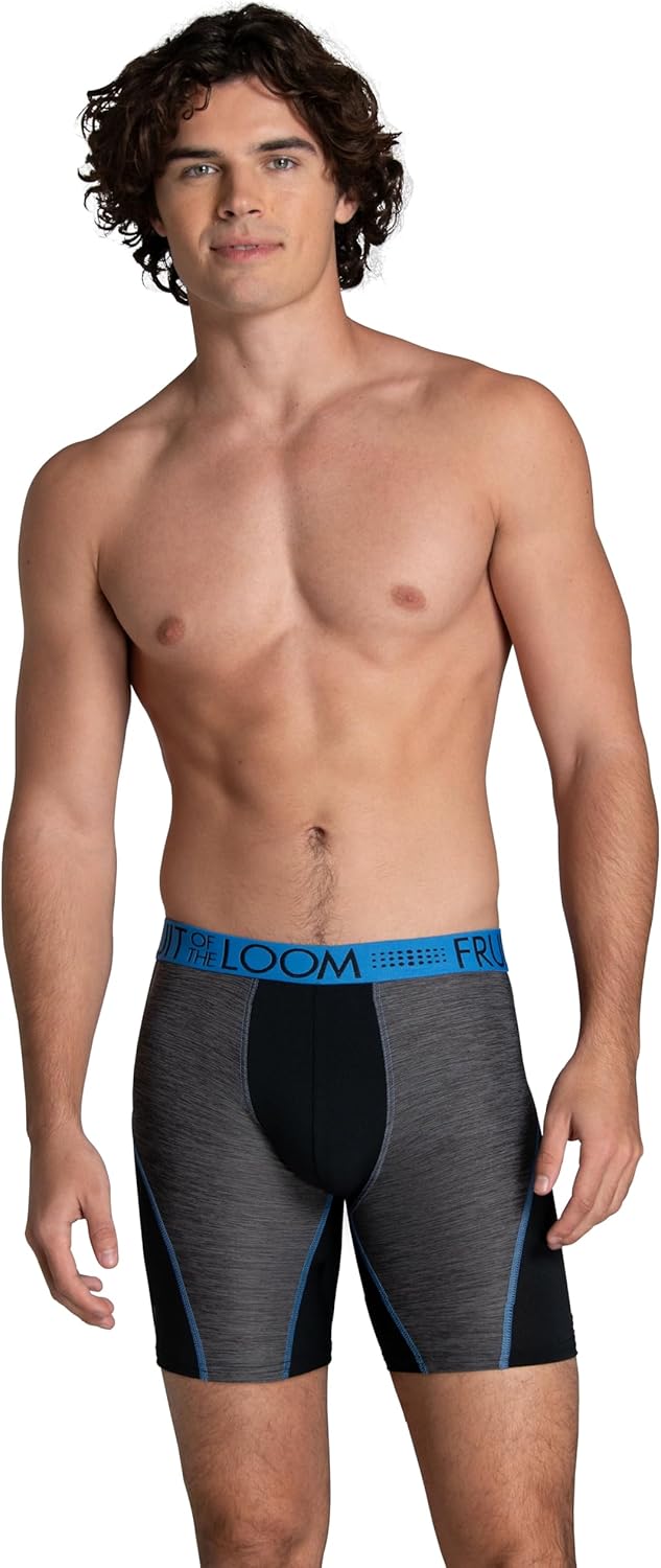 Fruit of the Loom Men's Men's Breathable Boxer Briefs, Moisture Wicking Underwear, Assorted Color Multipacks - Image 3