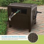 Suncast 175 ft. Wicker Style Resin Hose Hideaway with Hose Guide, Java, Made in the USA - Image 4