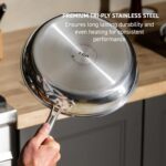 T-fal HybridMesh Tri-Ply Stainless Steel 3 Piece Frypan Cookware Set, 8, 10.25, 12 Inch, Induction Oven Safe 500F, Metal Utensil Safe, Pots and Pans, Dishwasher Safe, Needs Pre-Heating, Silver/Black - Image 3