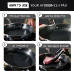 T-fal HybridMesh Tri-Ply Stainless Steel 3 Piece Frypan Cookware Set, 8, 10.25, 12 Inch, Induction Oven Safe 500F, Metal Utensil Safe, Pots and Pans, Dishwasher Safe, Needs Pre-Heating, Silver/Black - Image 4