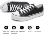 FRACORA Womens White Black Canvas Sneakers Low Top Canvas Shoes for Women Tennis Shoes - Image 3