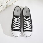 FRACORA Womens White Black Canvas Sneakers Low Top Canvas Shoes for Women Tennis Shoes - Image 4