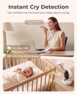 Momcozy Smart Baby Monitor, 2K HD Contact-Free Baby Camera | Smart Notifications for Cry/Sound/Motion, Sleep Activity Log, 2-Way Audio, Night Vision, Table&Floor Stand,2.4/5GHz Wifi,BM08 - Image 5
