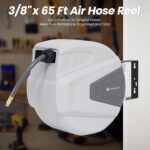 G GOOD GAIN Air Hose Reel Retractable 3/8 in x 65 ft Hybrid Polymer Hose, Air Compressor Hose Reel Retractable Auto-Rewind Enclosed 180° Swivel Mount, Max 300PSI Commerical Polypropylene Grey - Image 8