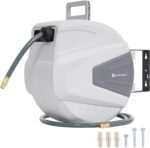 G GOOD GAIN Air Hose Reel Retractable 3/8 in x 65 ft Hybrid Polymer Hose, Air Compressor Hose Reel Retractable Auto-Rewind Enclosed 180° Swivel Mount, Max 300PSI Commerical Polypropylene Grey - Image 9