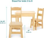 Melissa & Doug Solid Wood Kids Table and Chairs (2), Premium Quality Wooden Toddler Table and Chair Set for Kids Playroom Furniture & Montessori Classroom Furniture for Boys & Girls Ages 3+ - Image 4