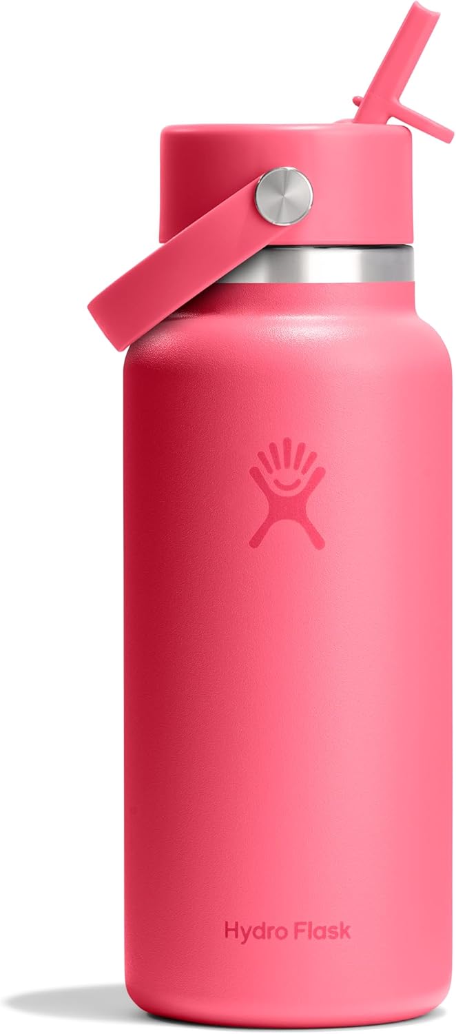 1784333568_Hydro-Flask-Water-Bottle-Insulated-Stainless-Steel-Wide.jpg Hydro Flask Water Bottle - Insulated Stainless Steel - Wide Mouth Flex Straw Lid, Non Spill, Leakproof and Refillable in 32 Oz Popstar Pink - Image 1