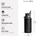Hydro Flask Water Bottle - Insulated Stainless Steel - Wide Mouth Flex Straw Lid, Non Spill, Leakproof and Refillable in 32 Oz Popstar Pink - Image 3