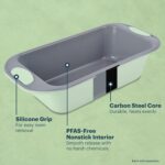 Pyrex 3-Piece Metal Cookie Sheet Bakeware Set, Lightweight Stainless Steel Baking Trays with Heatsafe Silicone Handles, Cookie Sheet Baking Pan, Sage - Image 4