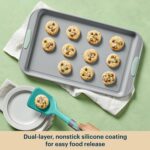 Pyrex 3-Piece Metal Cookie Sheet Bakeware Set, Lightweight Stainless Steel Baking Trays with Heatsafe Silicone Handles, Cookie Sheet Baking Pan, Sage - Image 5