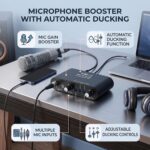 ASHATA Microphone Preamp, Microphone Preamplifier Mic Preamp with Ducking Mic Gain Booster, XLR 6.35mm 3.5mm Input, for Broadcast Conference KTV - Image 3