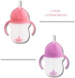 Munchkin Weighted Straw Sippy Cups for Toddlers 7oz, Leak Proof, Easy to Hold-Great toddler cups with straws, Supports Straw-use Education, Straw Cups (Purple/Pink) - Image 3