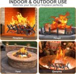 G GOOD GAIN Fireplace Log Grate - 17 inch Firewood Burning Holder Heavy Duty | Fire Log Burning Wrought Iron Rack | Fire Pit Tray for Indoor Chimney Hearth & Outdoor Camping - Image 6