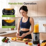 KOIOS Smoothie Blender for Kitchen, 900W Personal Blender for Smoothies Shakes 14pcs with 3 Portable Cups 23oz + 17oz, Single Serve Smoothies Maker Mixer for Juices Frozen Drinks, Grey Blue - Image 4