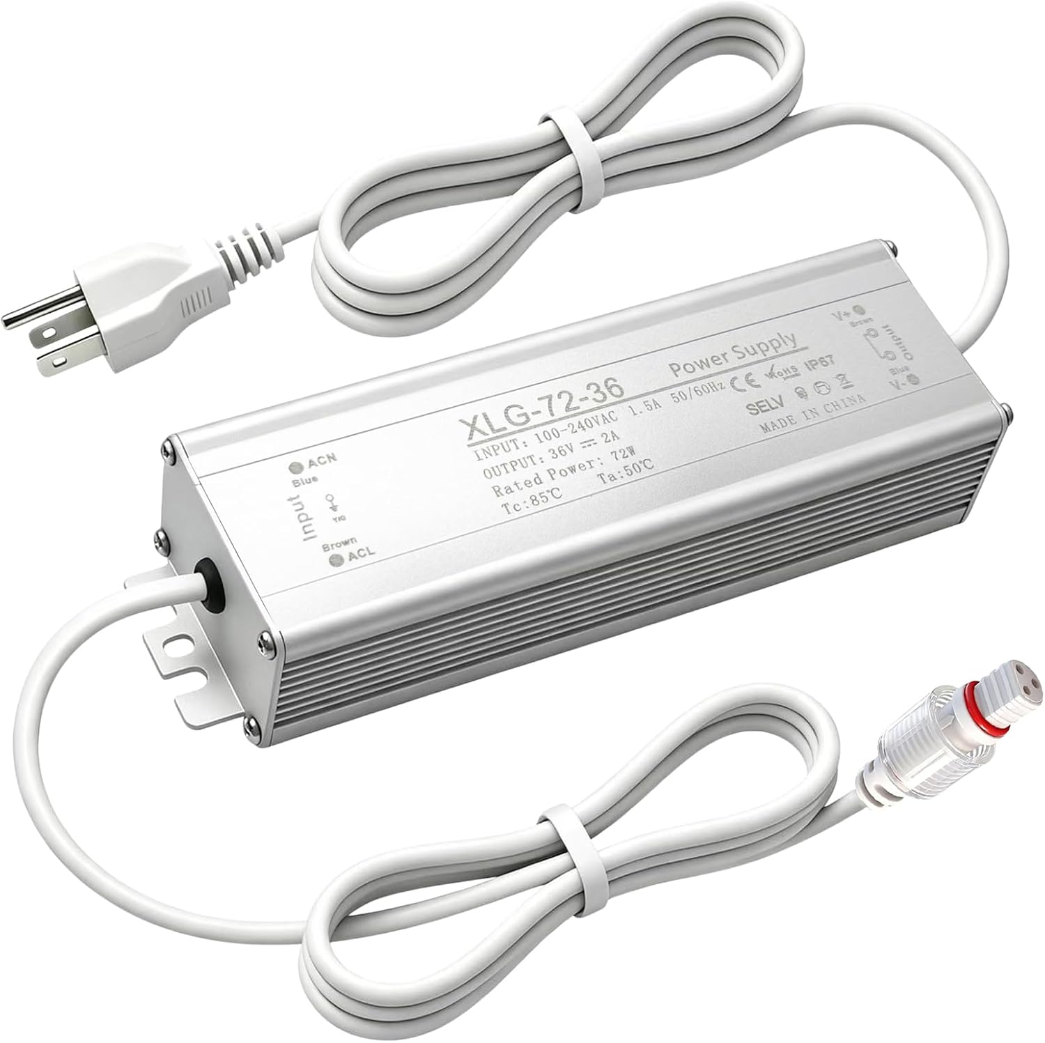 36V-Waterproof-Power-Supply-for-Govee-Permanent-Outdoor-Lights-Only.jpg 36V Waterproof Power Supply for Govee Permanent Outdoor Lights Only Compatible with Govee H705A H705B H705C Power Adapter Cord 3 Pin White(Non-Compatible Barrel connectors) - Image 1